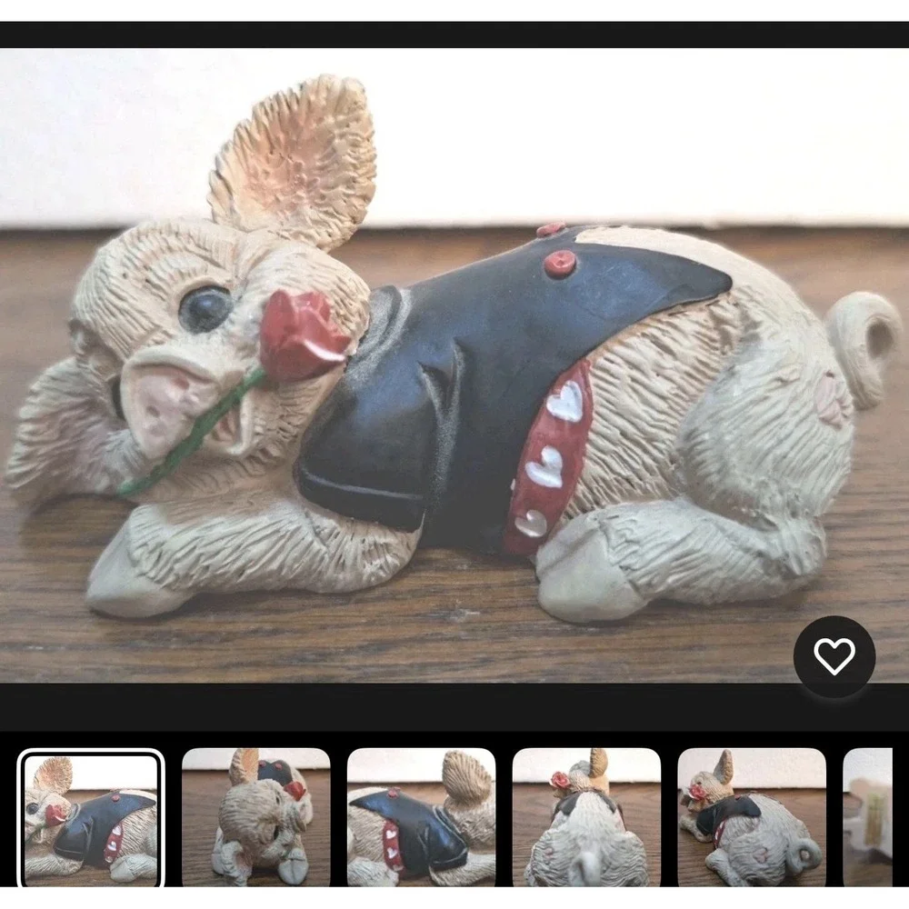 Kathy Wise Enesco Pig Figurines Pair 1996 Valentine Roses Sweet Pigs!  READ
